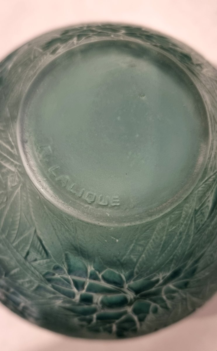 René LALIQUE VASE Estérel Art Déco 1923 en verre moulé-pressé à patine verte-photo-3