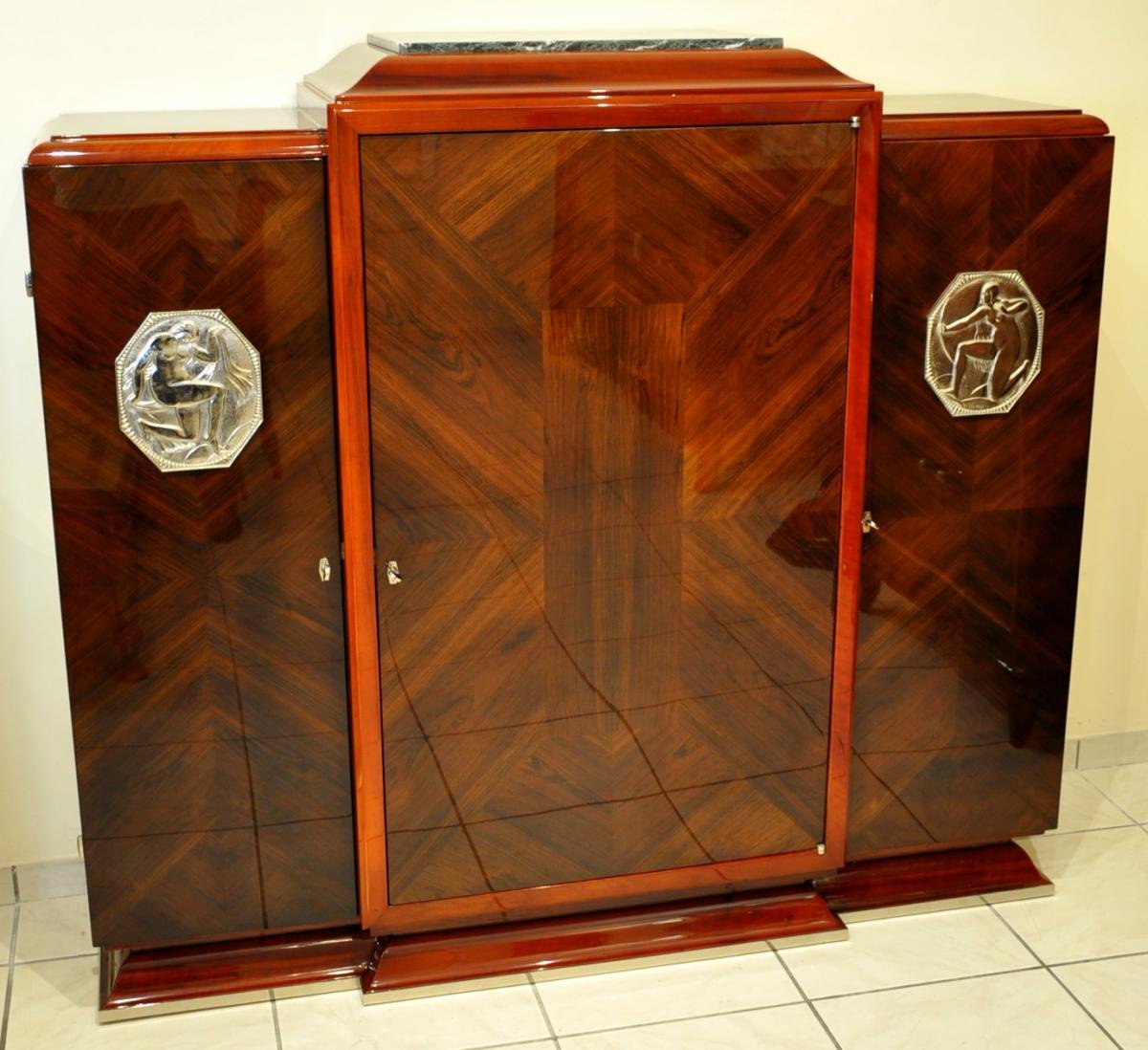 Jean Desnos Cabinet Palissandre Et Amarante Art Deco 1930-photo-2