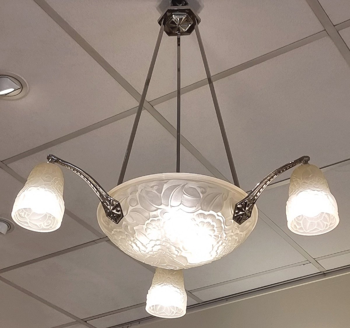 Primaflore France Art Deco Chandelier 1930