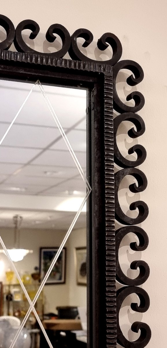 Wrought Iron Mirror Scrolls Circa 1945-photo-1