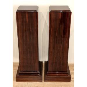 Pair Of Art Deco Column 1930 Macassar Ebony