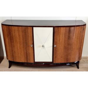 René Prou Curved Buffet In Rosewood & Mahogany 1940