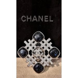 Chanel Crystal And Glittery Glass Brooch