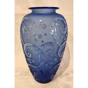 Daum Nancy Vase Bleu Art Déco 1925-1930 