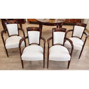 Batistin Spade & Marc Simon Set Of 4 Normandy Model Armchairs Circa 1940-1950