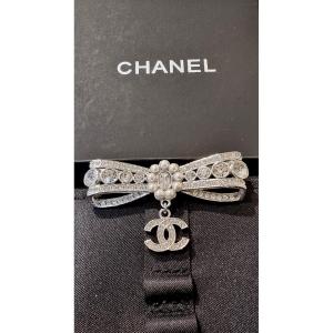 Chanel Crystal & Pearl Bow Brooch 