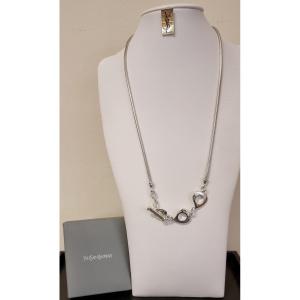 Ysl Yves Saint Laurent Collection Silver Long Necklace