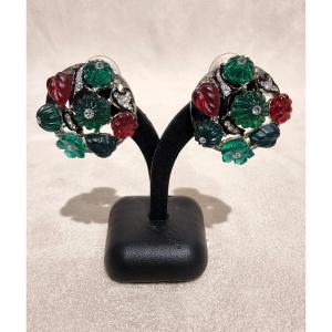 Kenneth Jay Lane Pair Of Tutti Frutti Ear Clips 