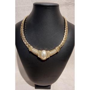 Grossé Gold Choker Necklace With Cabochon Pearl 