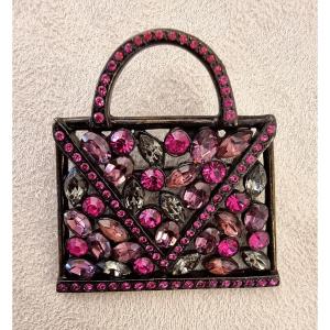 Jean-louis Scherrer Red Crystal Bag Brooch 