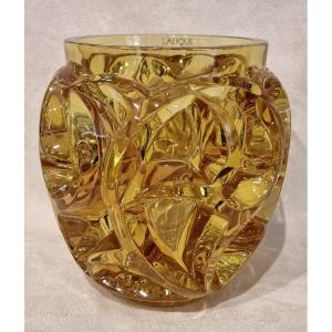 LALIQUE VASE TOURBILLONS Cristal Jaune Série Limitée 999 Exemplaires