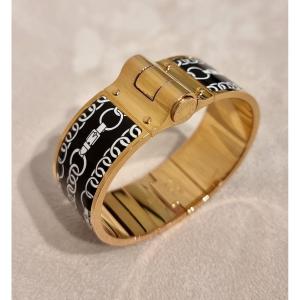 Hermès Gold-plated And Enamel Hinge Bracelet 