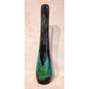 Daum Nancy Important Art Deco Vase 1925-1930 Pâte De Verre & Gold Leaf Inclusions