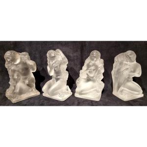 LALIQUE  Set de 4 Statuettes Surtout 4 saisons 1950-1960