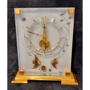 Jaeger Lecoultre Pendule 8 jours Modèle MARINA Bronze Doré et plexiglass mouvement squelette
