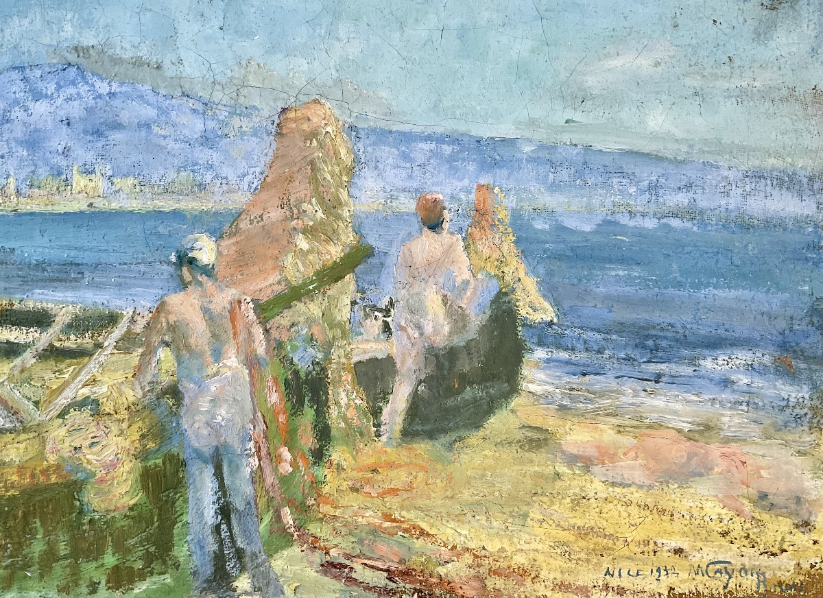 Grand Tableau HST Le retour des pêcheurs Nice 1932 marine -photo-2