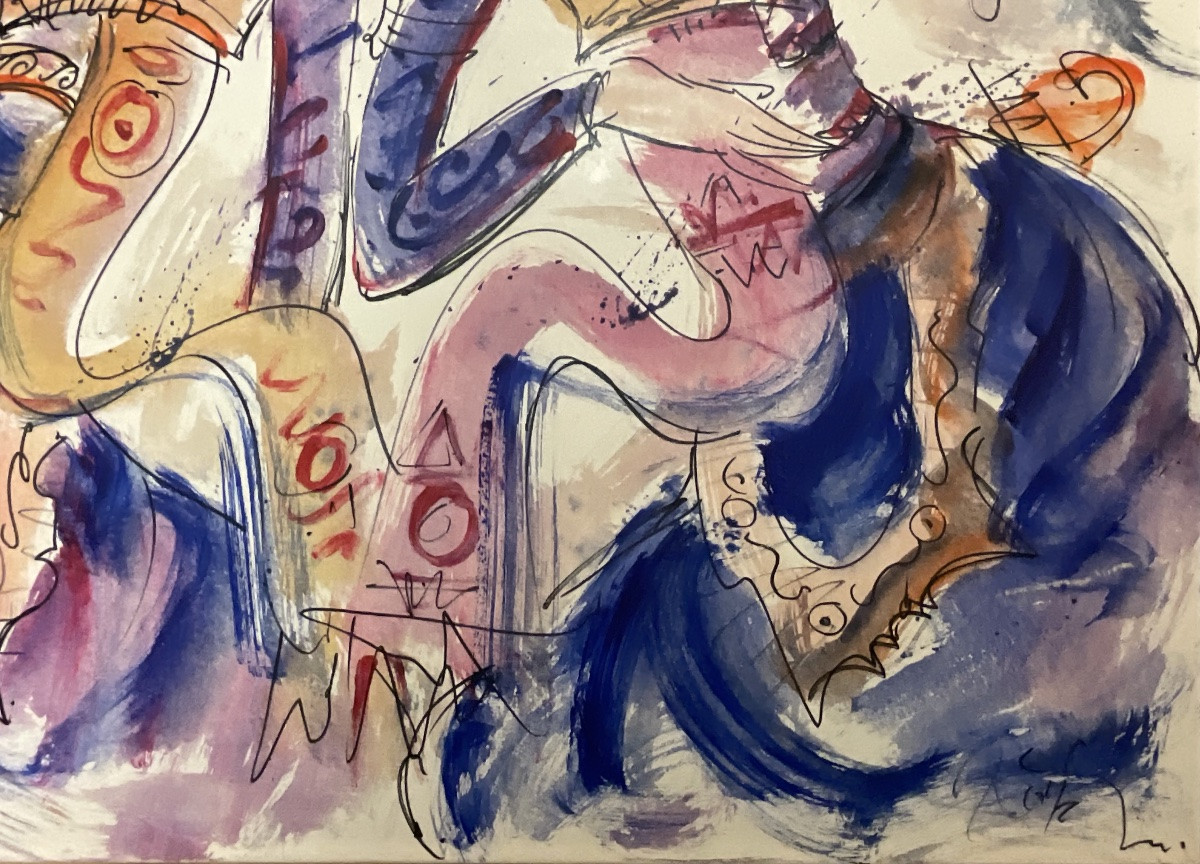 NYOMAN GUNARSA TABLEAU PEINTURE INDONÉSIE DANSE ET MUSIQUE BALINESE ART-photo-4