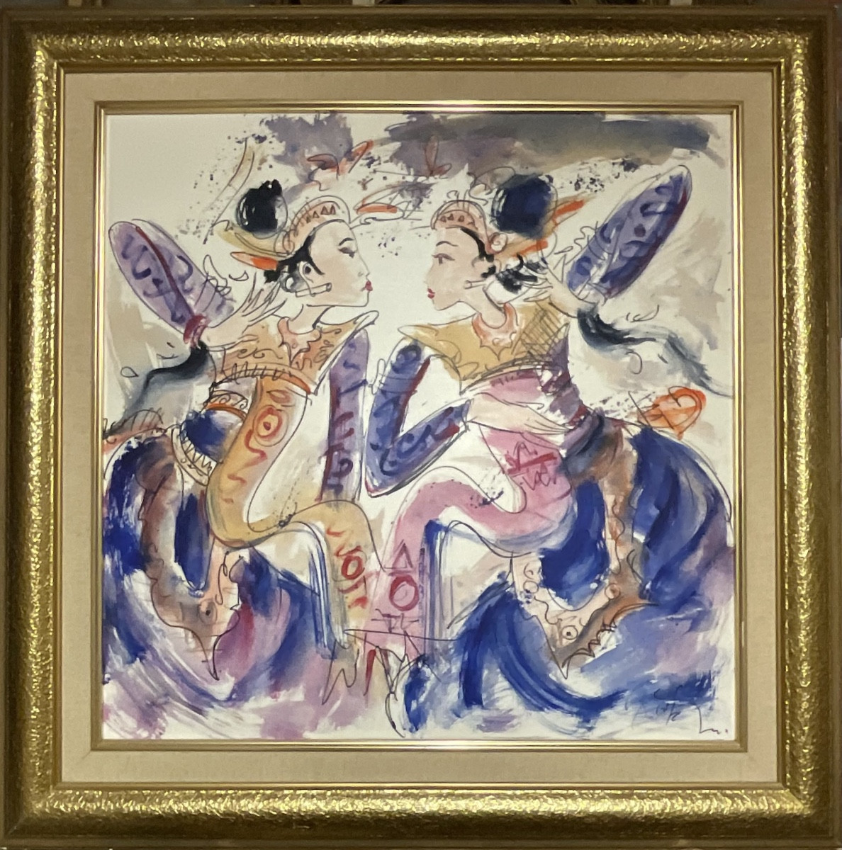 NYOMAN GUNARSA TABLEAU PEINTURE INDONÉSIE DANSE ET MUSIQUE BALINESE ART