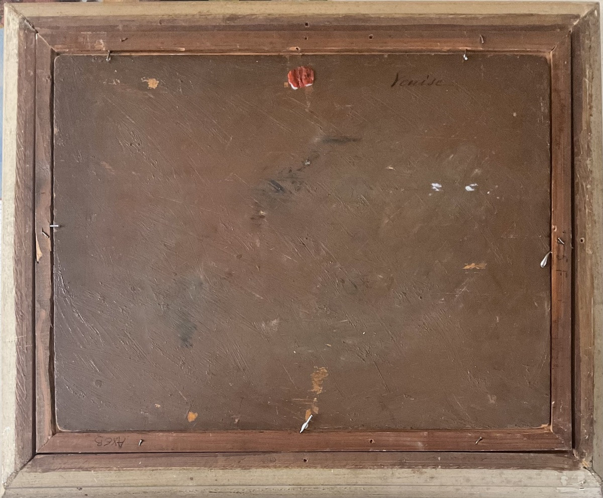 Charles Albert Porcher Painting 19th Century Boat Venice Canal Salute -photo-3