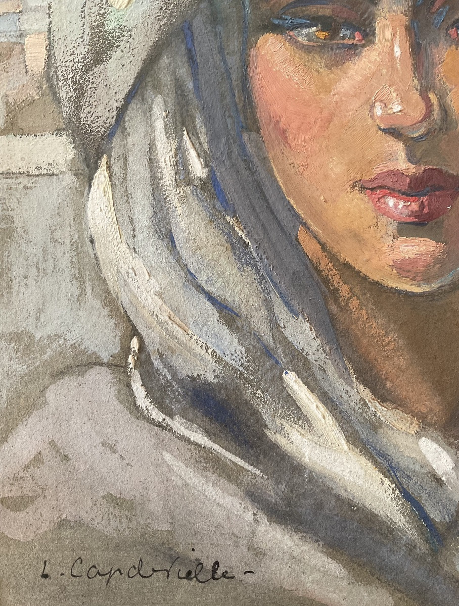 Lucienne Capdevielle Portrait Of An Oriental Woman Painting 1920/30-photo-3