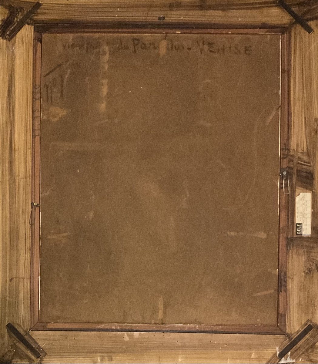 Charles Cousin Large Original Painting 1930/40 Venice Painting Paradise Bridge 20f-photo-5