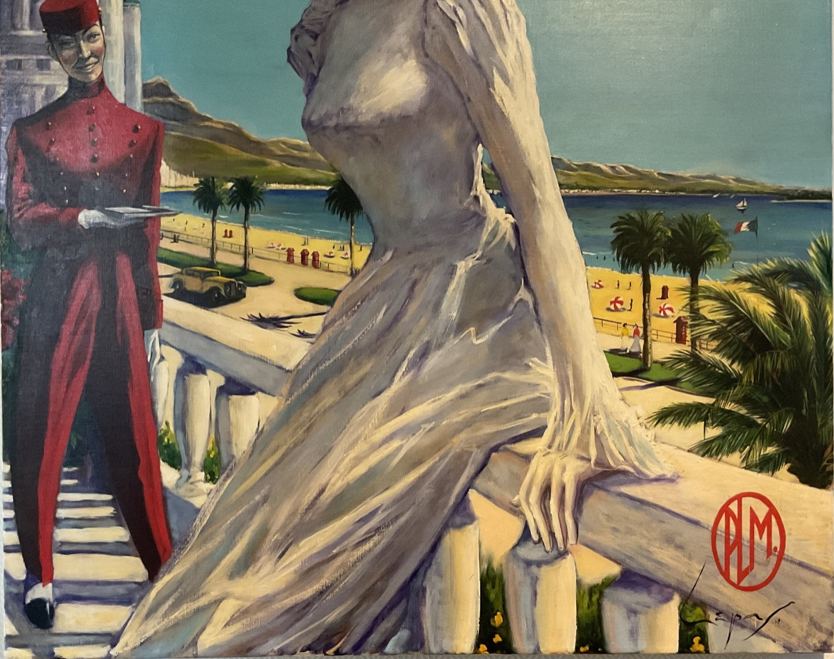 Lepas Painting Painting 1940/50 Bay Of Nice St Jean Riviera Negresco Plm-photo-3