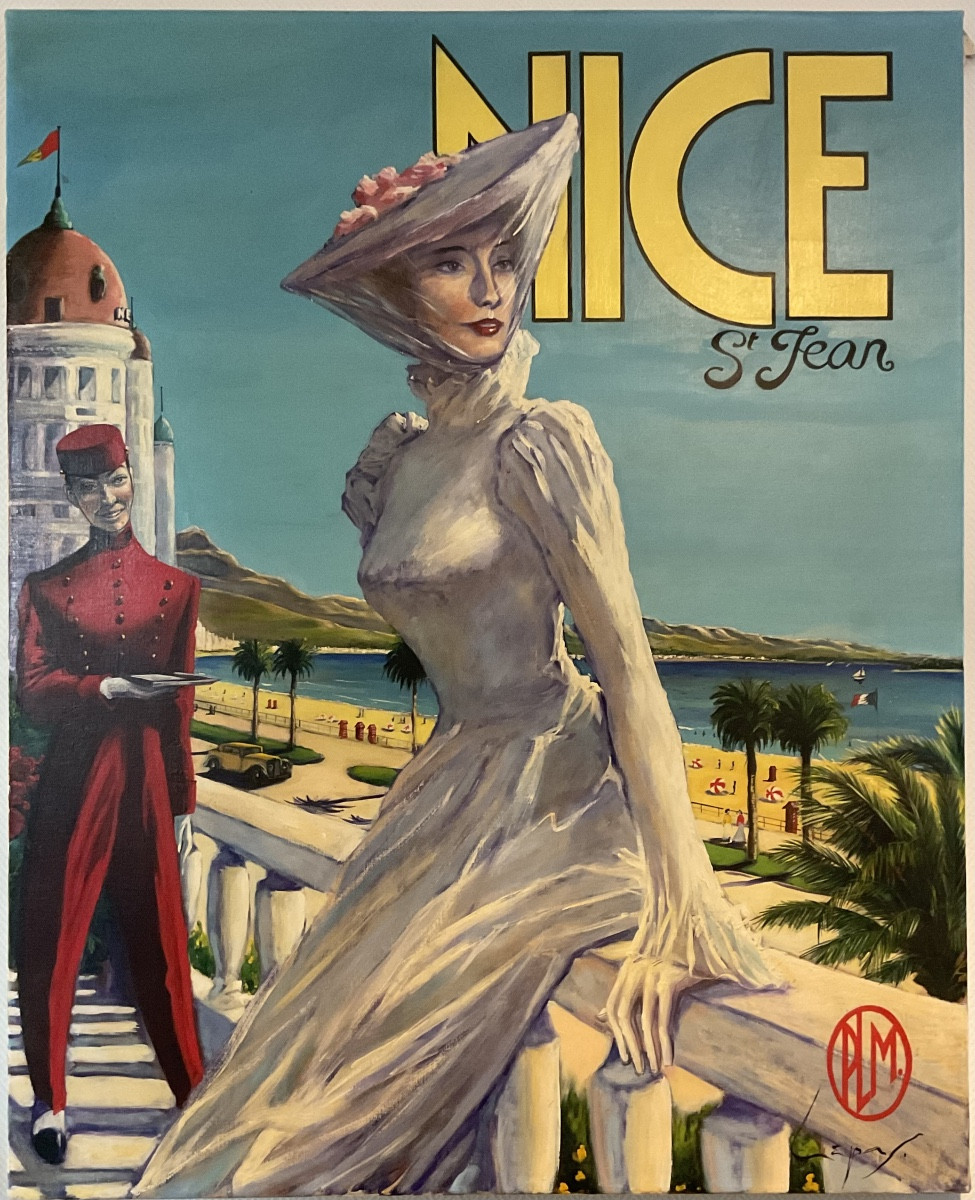 Lepas Painting Painting 1940/50 Bay Of Nice St Jean Riviera Negresco Plm