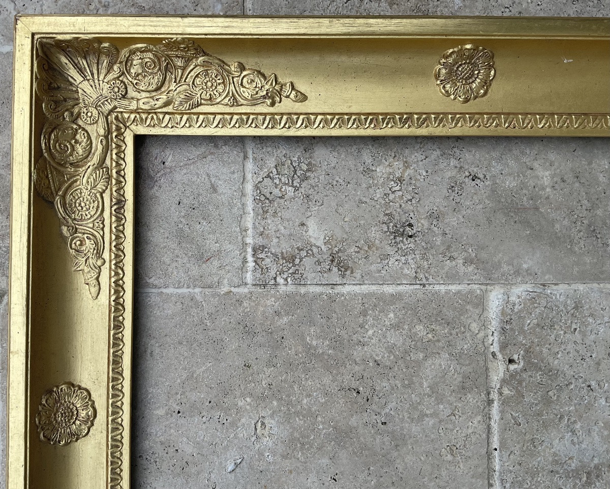 CADRE 10F STYLE EMPIRE RESTAURATION FEUILLE OR Dim : 55 x 46 cm-photo-1