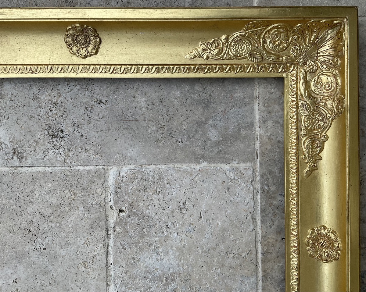 CADRE 10F STYLE EMPIRE RESTAURATION FEUILLE OR Dim : 55 x 46 cm-photo-2