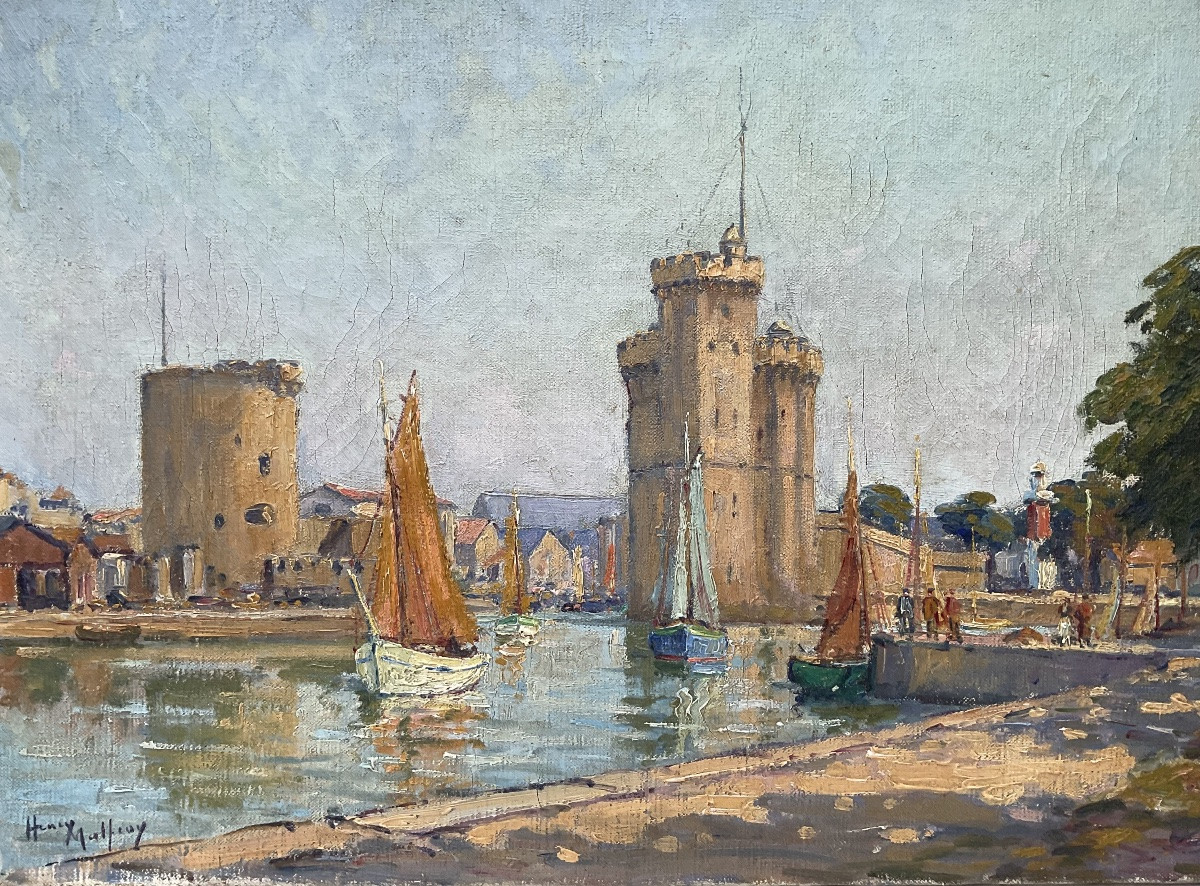Henry Malfroy Painting On Oil Original Painting 1910/20 Port Of La Rochelle Dimensions 8p-photo-1
