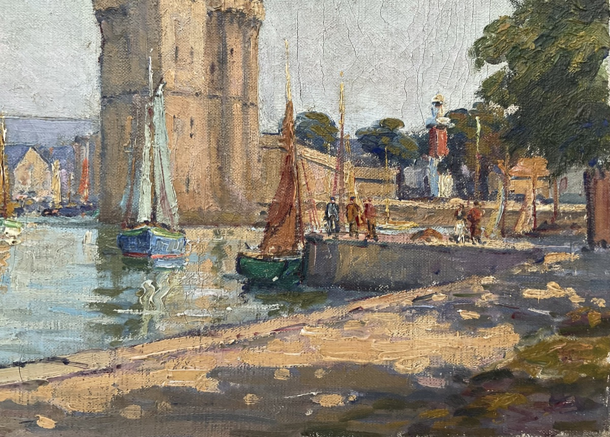 Henry Malfroy Painting On Oil Original Painting 1910/20 Port Of La Rochelle Dimensions 8p-photo-3