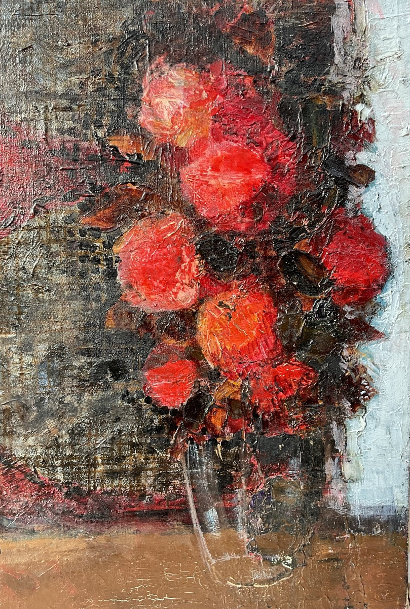 Michel Henry Painting 1950 Original Flowers Batik Fabric Romanet Gallery 25p-photo-2