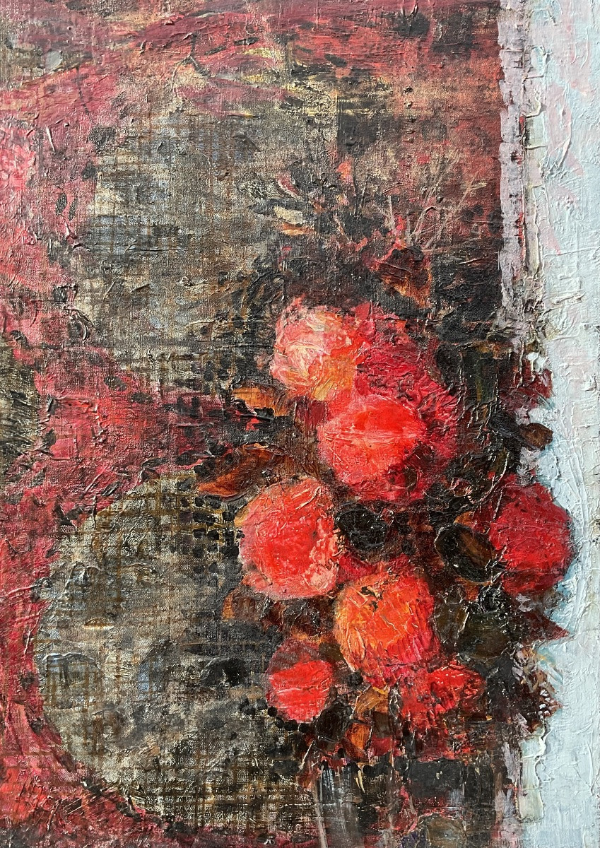 Michel Henry Painting 1950 Original Flowers Batik Fabric Romanet Gallery 25p-photo-4