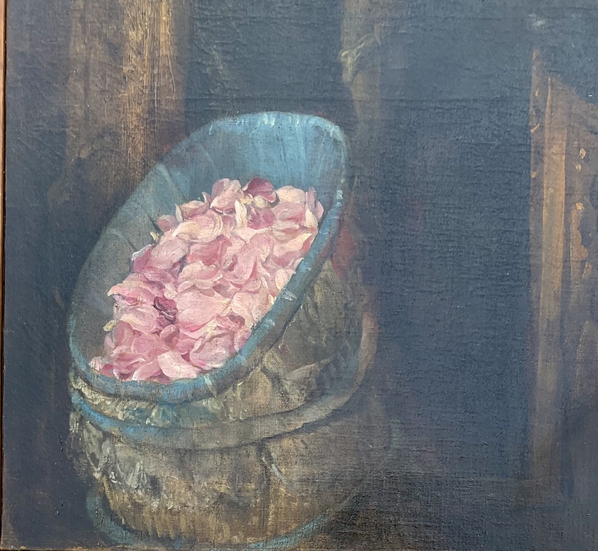 PHILIPPE ROUSSEAU 1850 TABLEAU ORIGINAL PEINTURE HST NATURE MORTE CHRIST FLEURS-photo-2