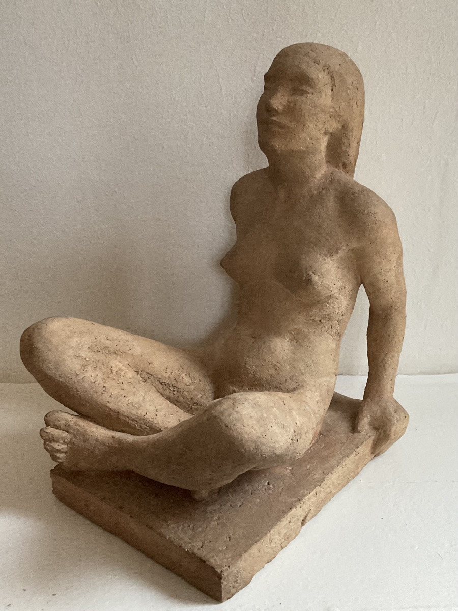 Charles Delhommeau Terracotta Sculpture Of A Woman 1930 Art Deco-photo-1