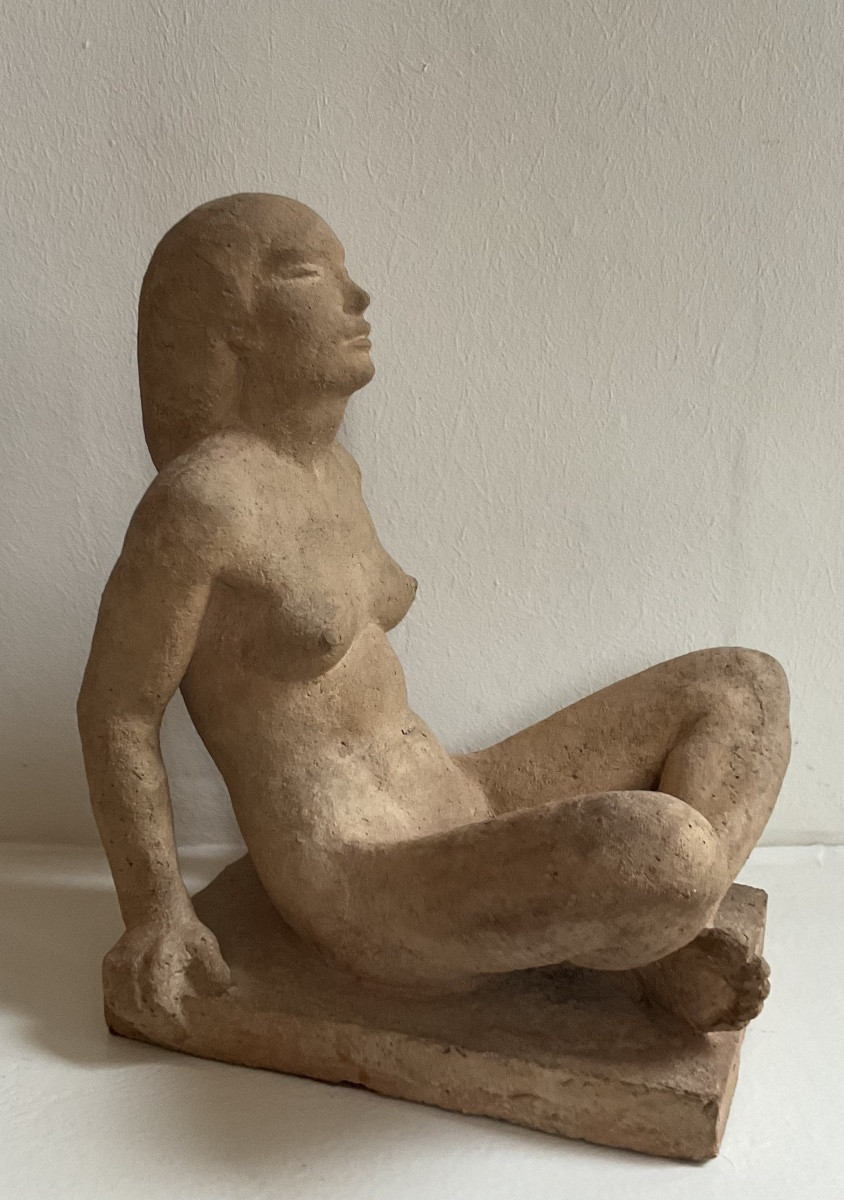 Charles Delhommeau Terracotta Sculpture Of A Woman 1930 Art Deco-photo-3