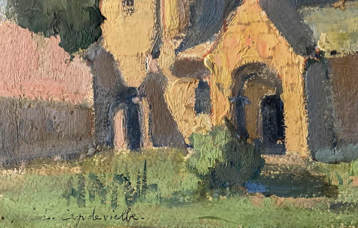 Lucienne Capdevielle Painting Hsc Old Church Of Henvic Finistère Morlaix -photo-3