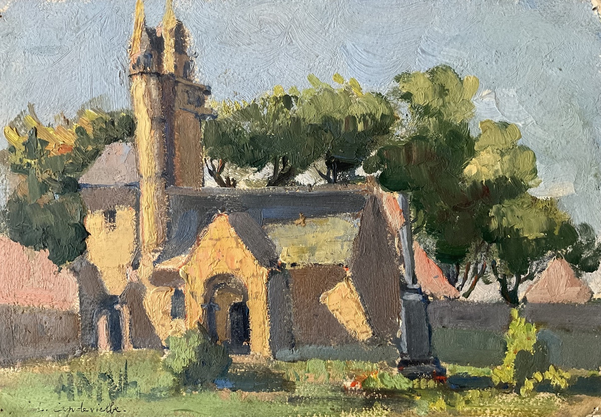 Lucienne Capdevielle Painting Hsc Old Church Of Henvic Finistère Morlaix 