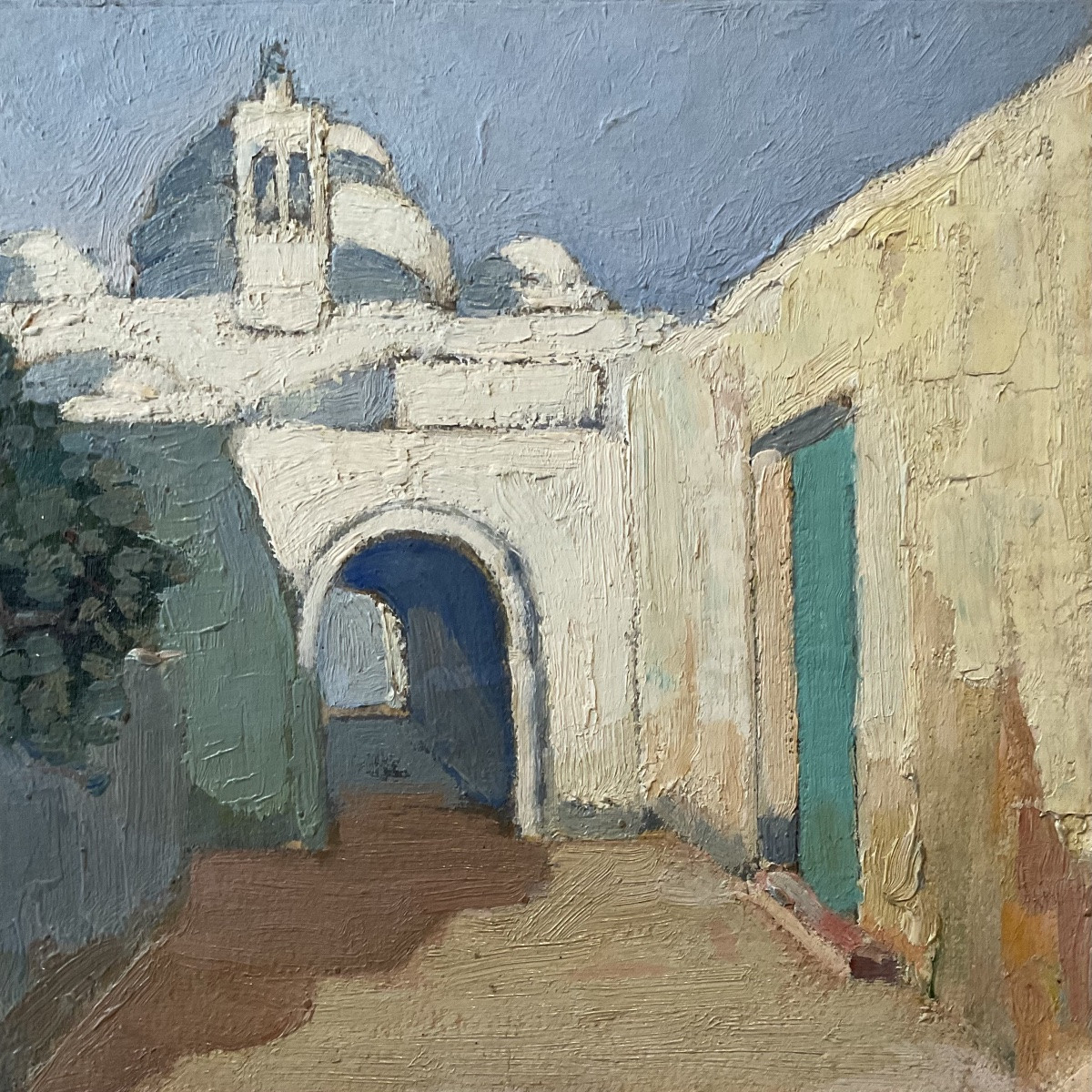LUCIENNE CAPDEVIELLE TABLEAU 1920 PEINTURE ORIENTALISTE SCÈNE DE RUE ALGER -photo-2