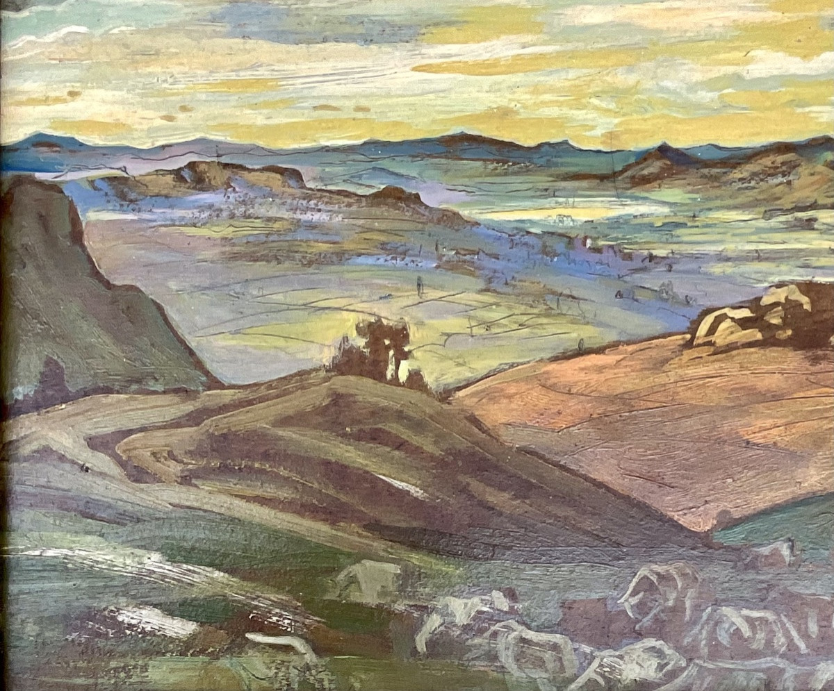 Josef Vaclav Smesny - Barnet Painting Hsc Landscape Riverbanks And Sheep 1950 Czech-photo-2