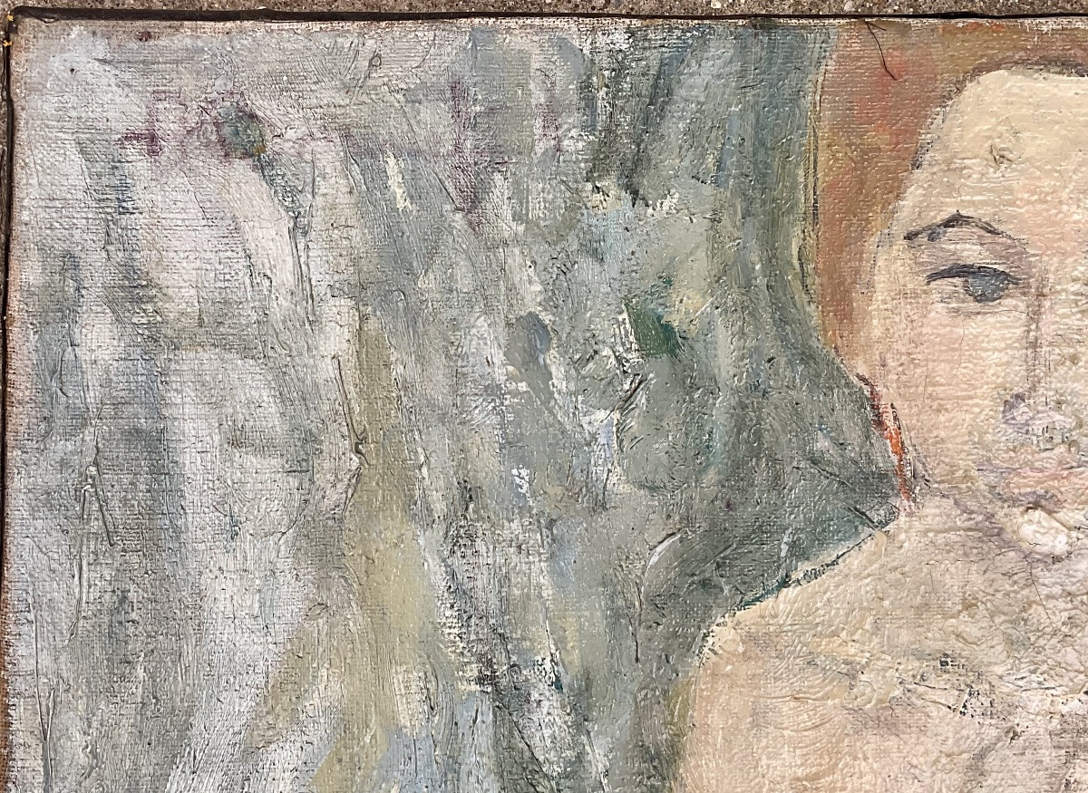 Alain Bonnefoit Painting Original 1980 Female Nude Model -photo-3