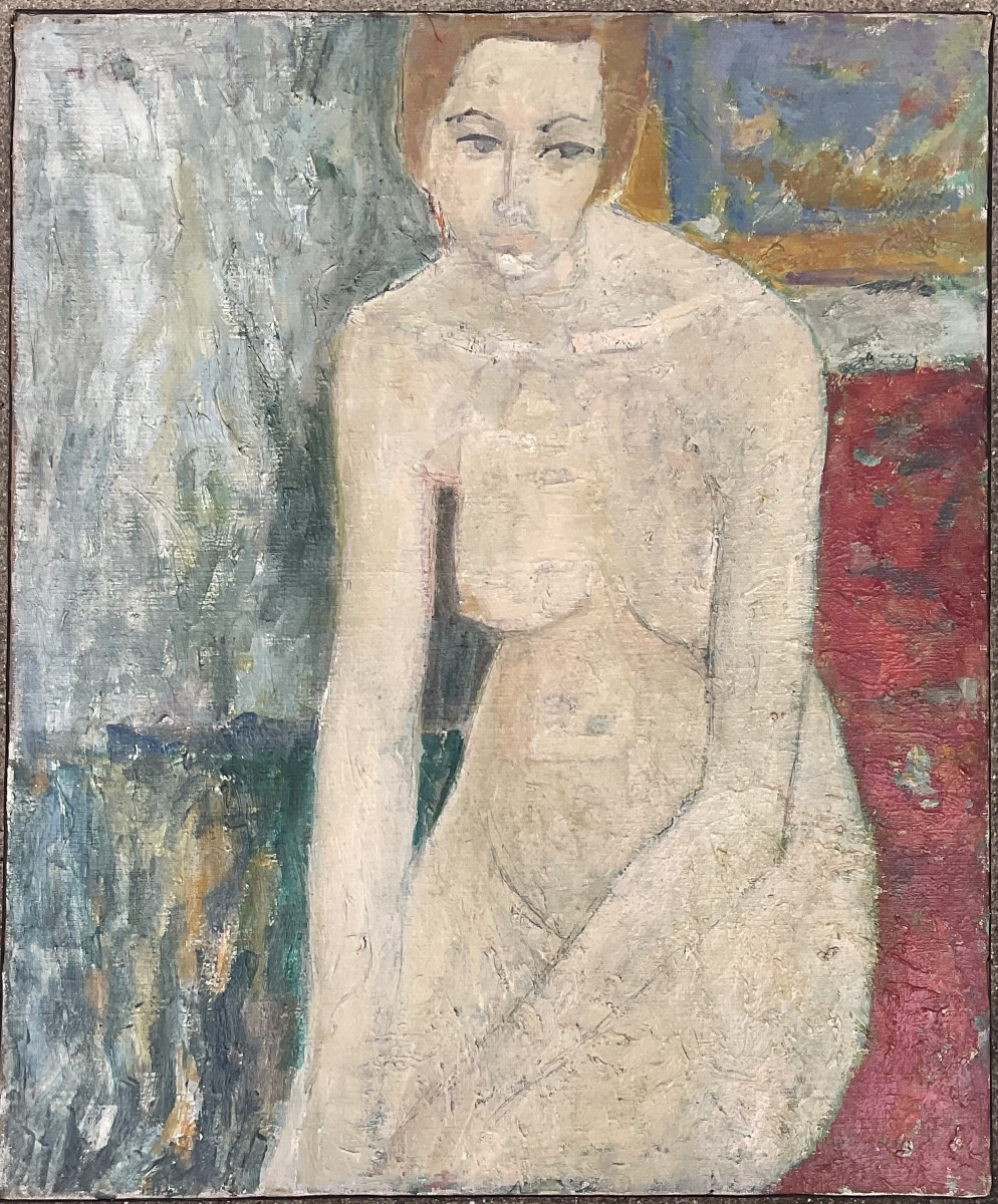 Alain Bonnefoit Painting Original 1980 Female Nude Model 