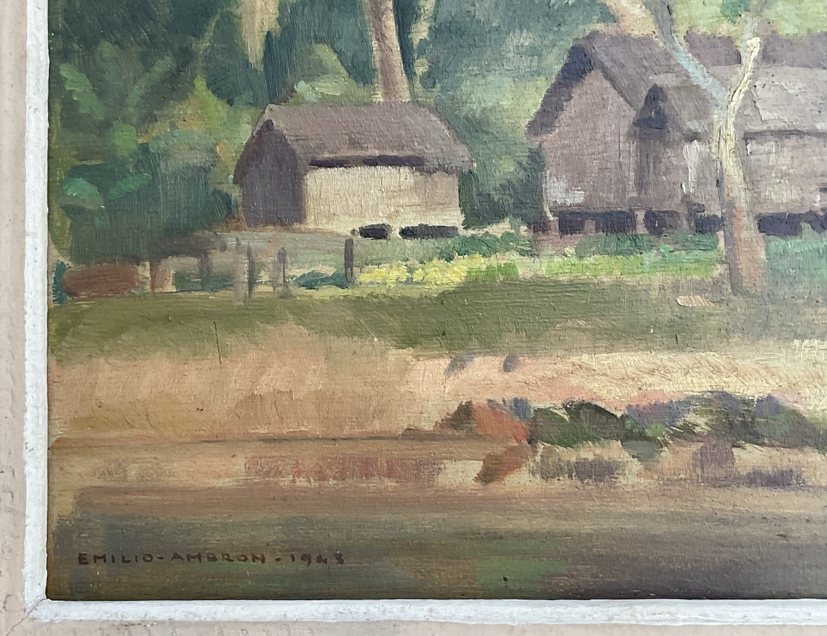 Emilio Ambron Painting 1943 Original Painting Bali Landscape-photo-3