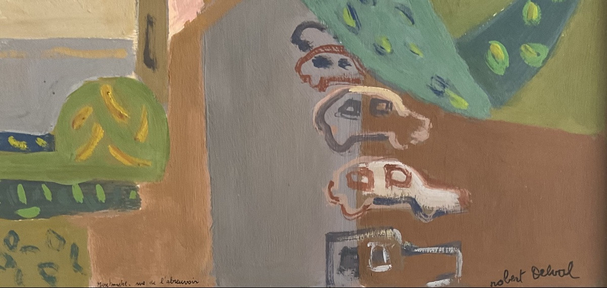 Robert Delval Original Gouache Montmartre Rue De l'Abreuvoir Paris -photo-3