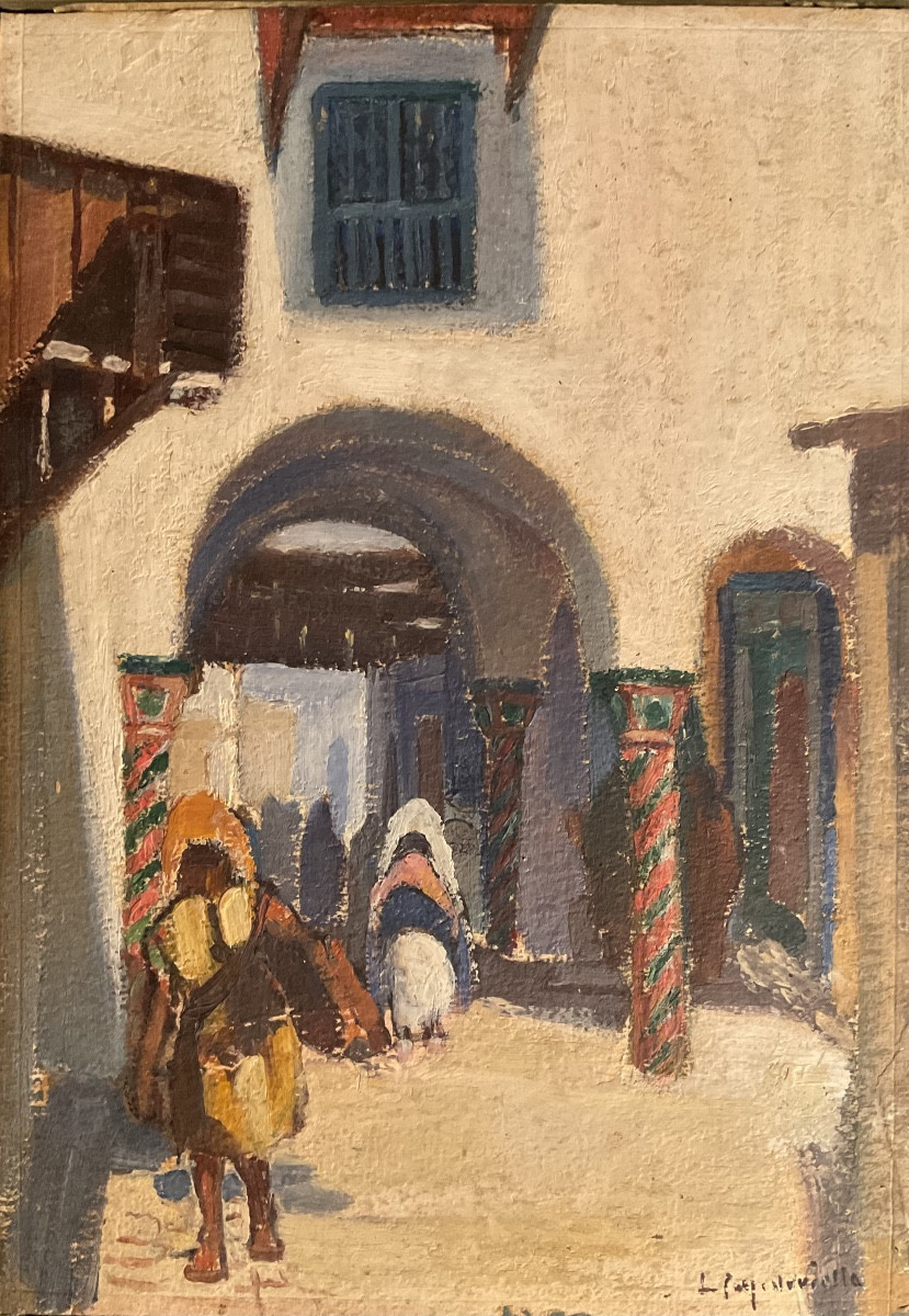 Lucienne Capdevielle Painting 1920/30 Painting Lively Scene City Centre Algeria