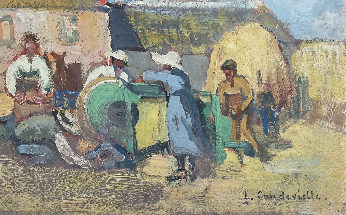 Lucienne Capdevielle Threshing Scene In Brittany 1930-photo-2