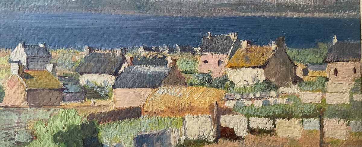 Lucienne Capdevielle Painting Hsc 1930/40 Breton Landscape View Of The Sea -photo-2