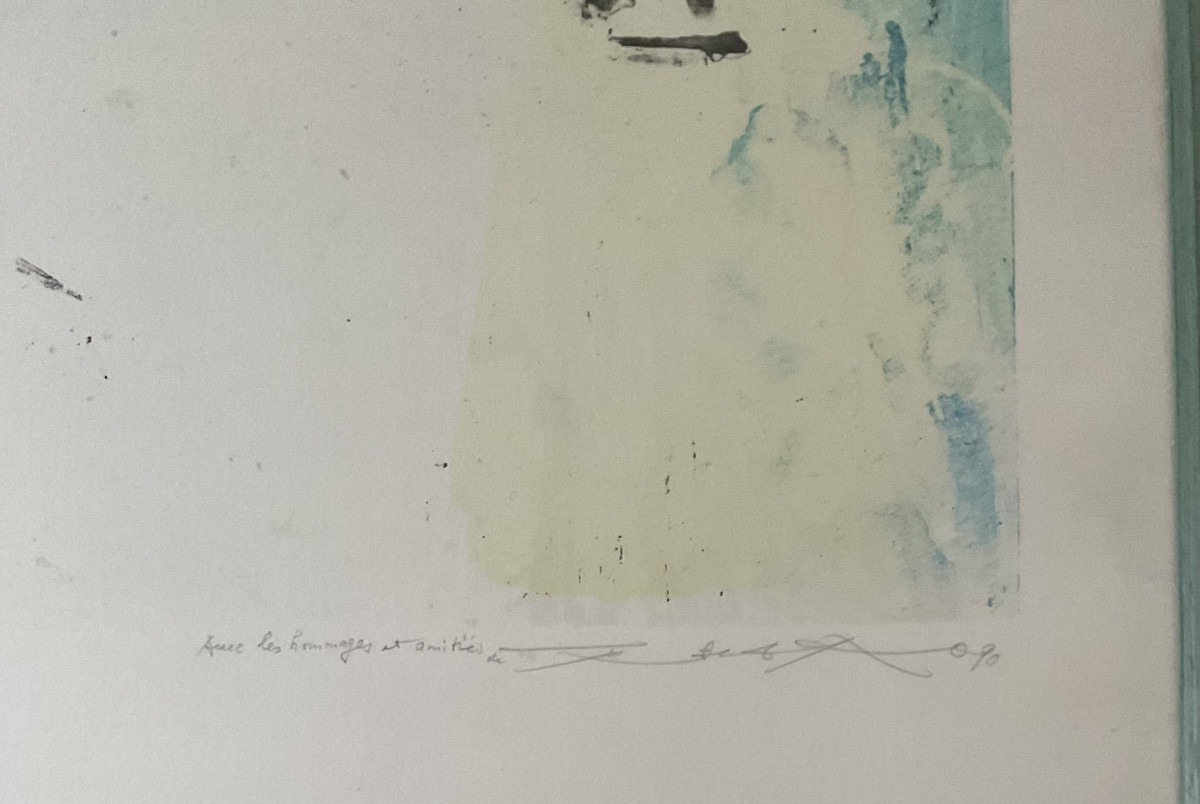 Zao Wou Ki Large Original Lithograph 1990 Agerup 346 Signed, Dedicated 120 X 80 Cm -photo-7