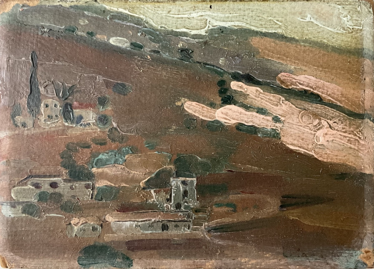 LUCIENNE CAPDEVIELLE PAIRE DE PETITS TABLEAUX PAYSAGE MONTAGNE ALGÉRIE 1920/30-photo-3