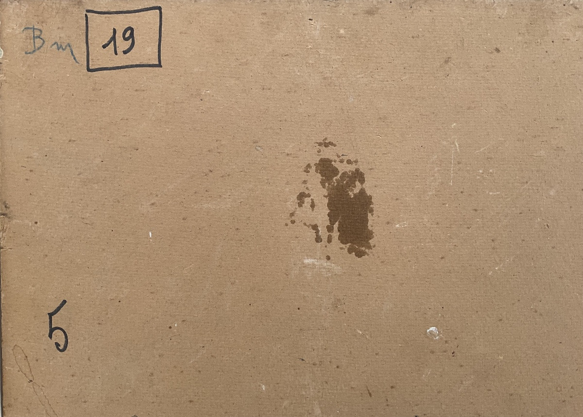 MARCEL BERTOIN TABLEAU BRETAGNE 1953 PEINTURE PÊCHEURS BATEAUX DOUARNENEZ 5F-photo-4